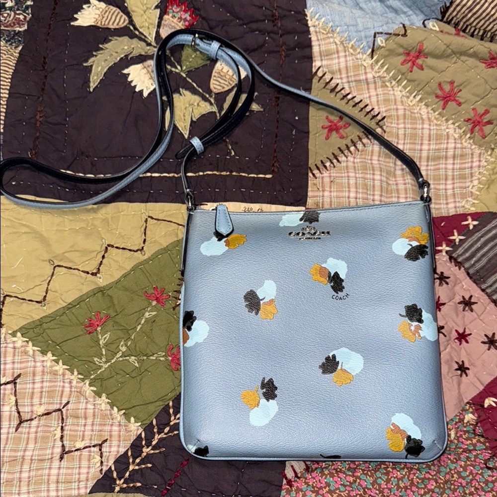 COACH Floral Gray Blue Crossbody purse
